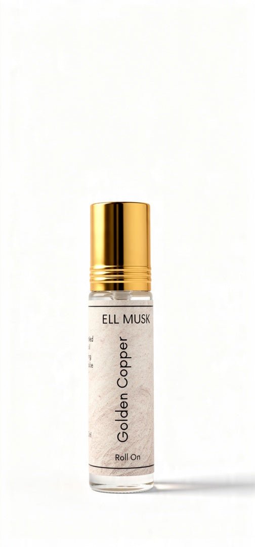 ELL MUSK Golden Copper Floral Fruity Attar 6ml – Pomegranate, Tuberose & Vanilla Unisex Fragrance Oil | Non-Alcoholic Perfume